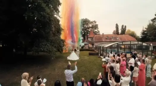 Fumée de couleur mariage